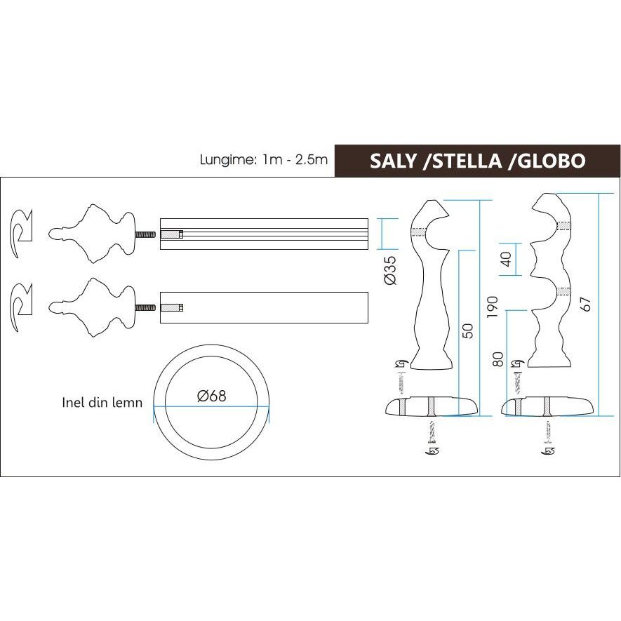 Stella Jednoduchá 35 mm, dřevěná tyčová garnýž na záclony Stella Jednoduchá 35 mm, dřevěná tyčová garnýž na záclony