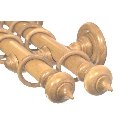 Dřevěná garnýž na záclony Stella Dvojitá 35 mm Přírodní