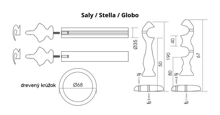 Stella Jednoduchá 35 mm, dřevěná tyčová garnýž na záclony