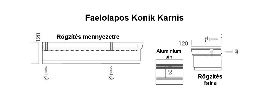 Římsová garnýž na záclonu a závěs Conic ze dřeva